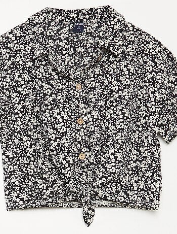 Conjunto de camiseta + pantalón vaporoso con estampado de flores - 2 piezas