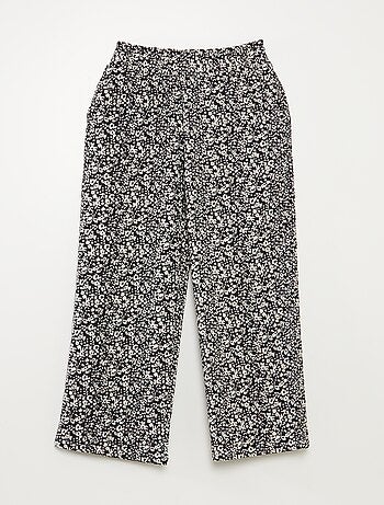 Conjunto de camiseta + pantalón vaporoso con estampado de flores - 2 piezas