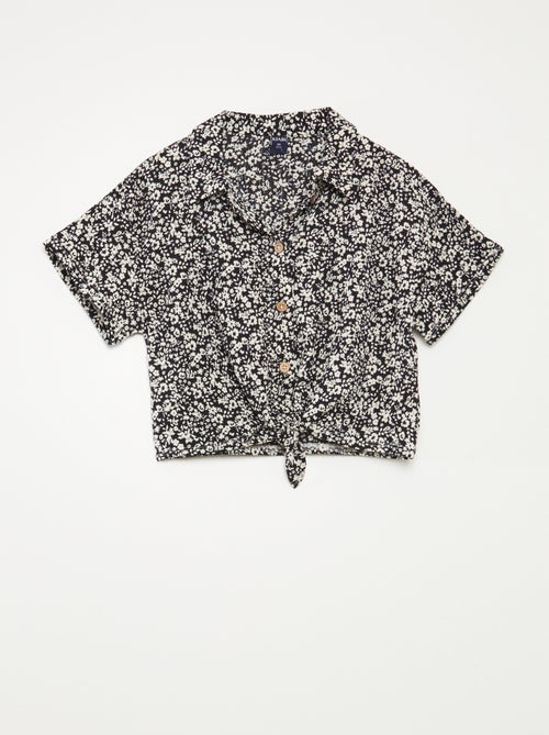 Conjunto de camiseta + pantalón vaporoso con estampado de flores - 2 piezas - Kiabi