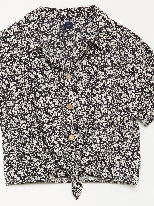 Conjunto de camiseta + pantalón vaporoso con estampado de flores - 2 piezas - Kiabi