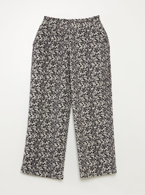 Conjunto de camiseta + pantalón vaporoso con estampado de flores - 2 piezas - Kiabi