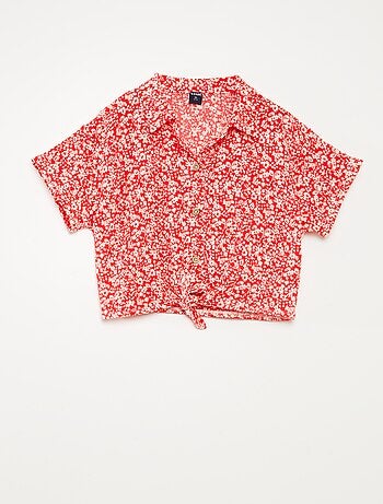 Conjunto de camiseta + pantalón vaporoso con estampado de flores - 2 piezas