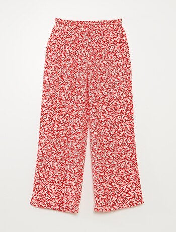 Conjunto de camiseta + pantalón vaporoso con estampado de flores - 2 piezas