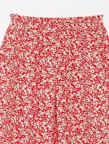 Conjunto de camiseta + pantalón vaporoso con estampado de flores - 2 piezas