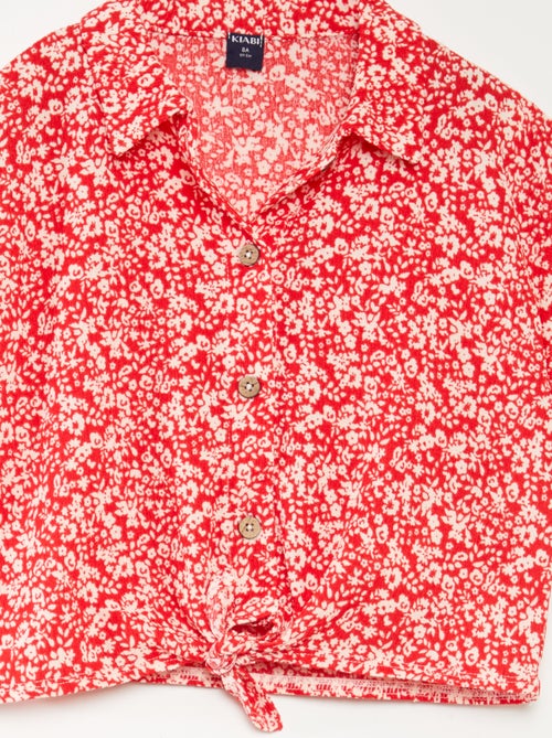 Conjunto de camiseta + pantalón vaporoso con estampado de flores - 2 piezas - Kiabi