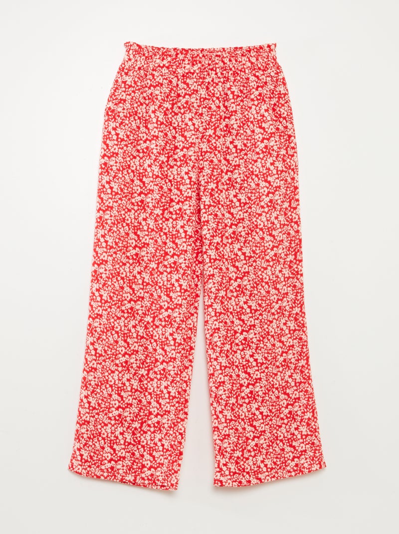 Conjunto de camiseta + pantalón vaporoso con estampado de flores - 2 piezas ROJO - Kiabi