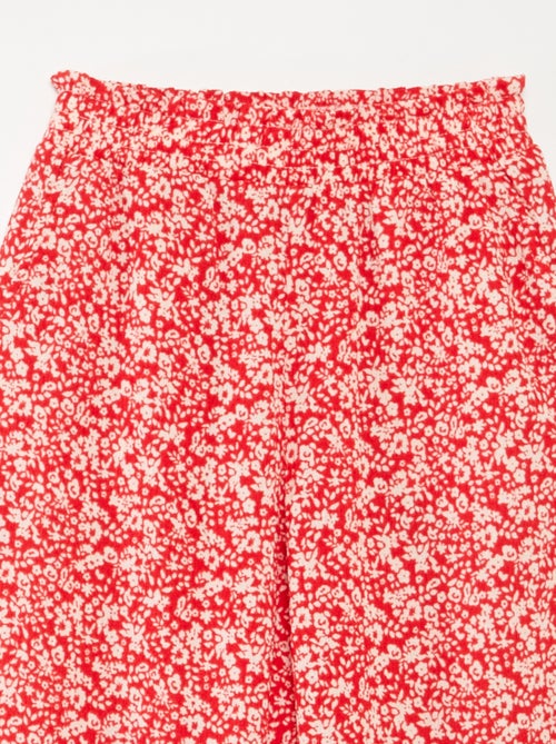 Conjunto de camiseta + pantalón vaporoso con estampado de flores - 2 piezas - Kiabi