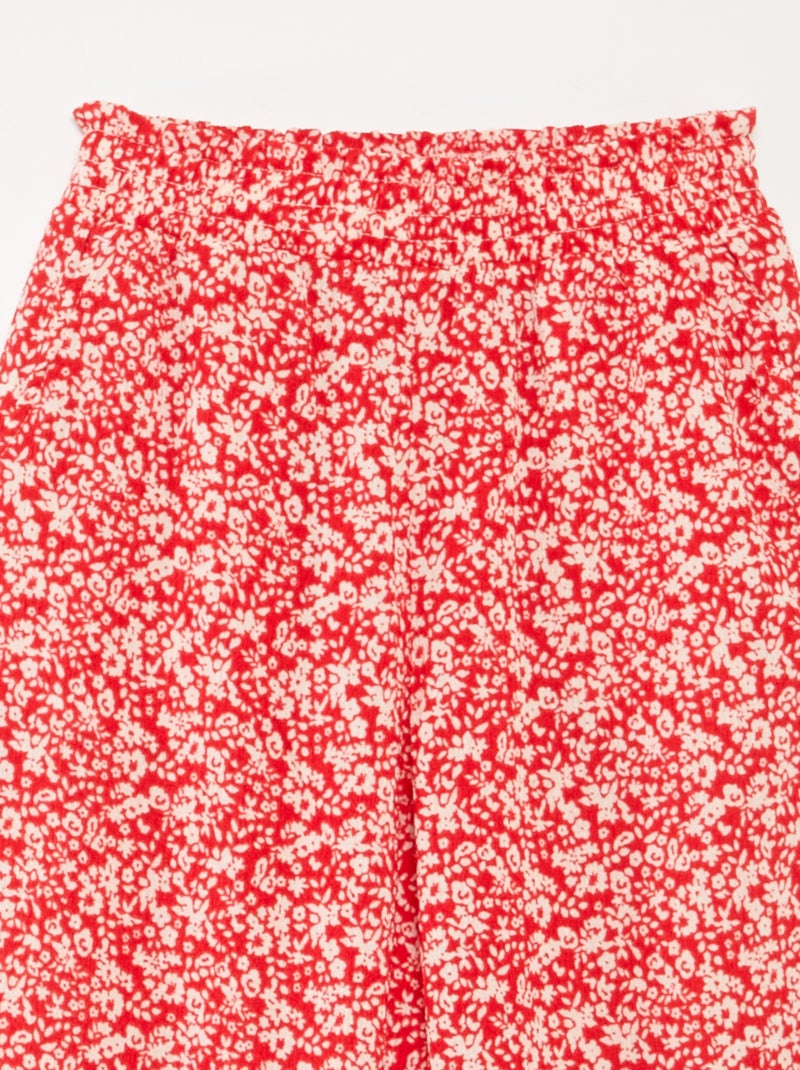 Conjunto de camiseta + pantalón vaporoso con estampado de flores - 2 piezas ROJO - Kiabi