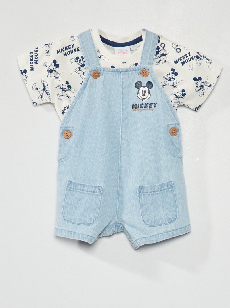 Conjunto de camiseta + peto 'Mickey' BLANCO - Kiabi