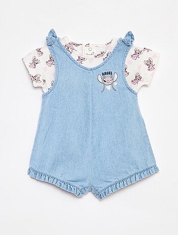 Conjunto de camiseta + peto vaquero 'Stitch'