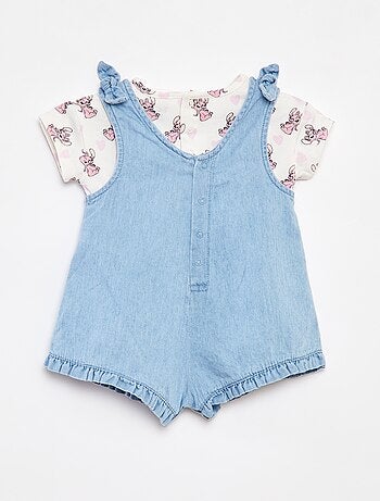 Conjunto de camiseta + peto vaquero 'Stitch'