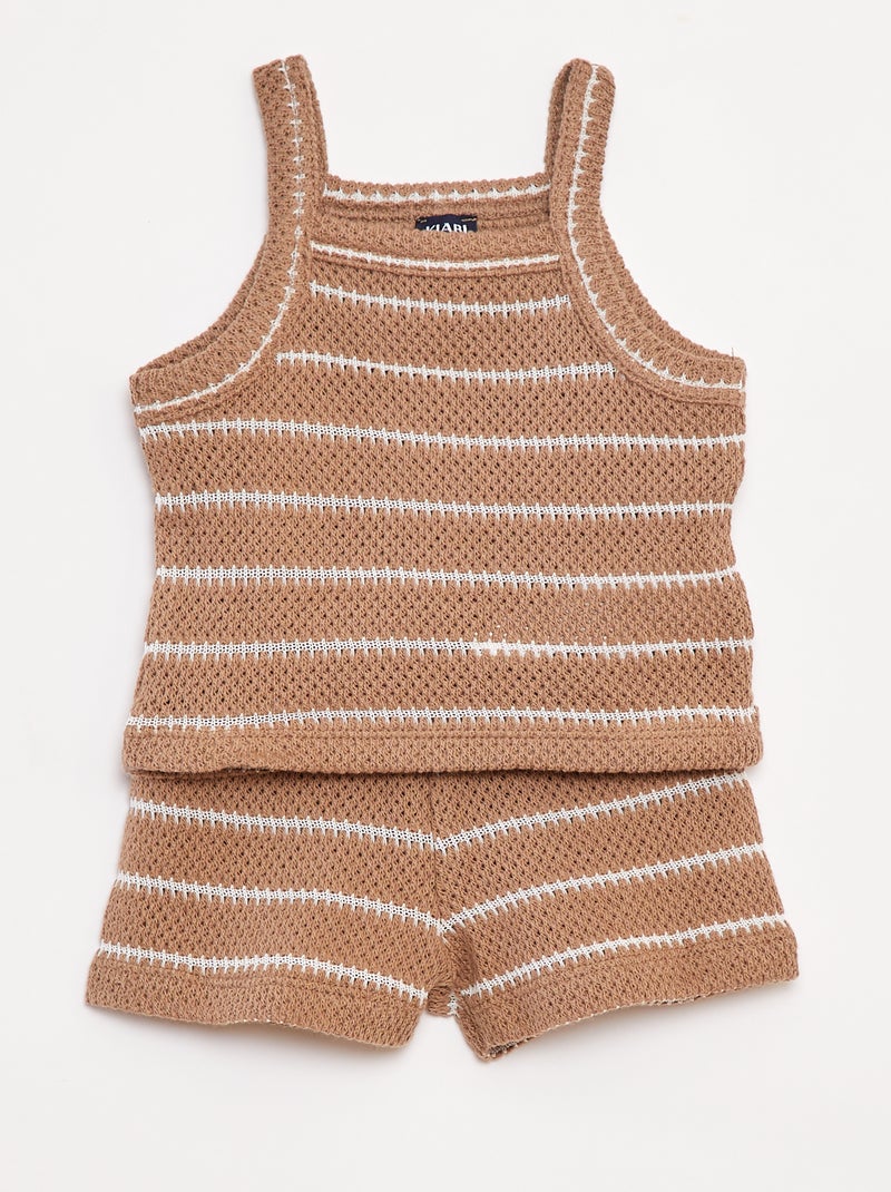 Conjunto de camiseta + short - 2 piezas beige - Kiabi