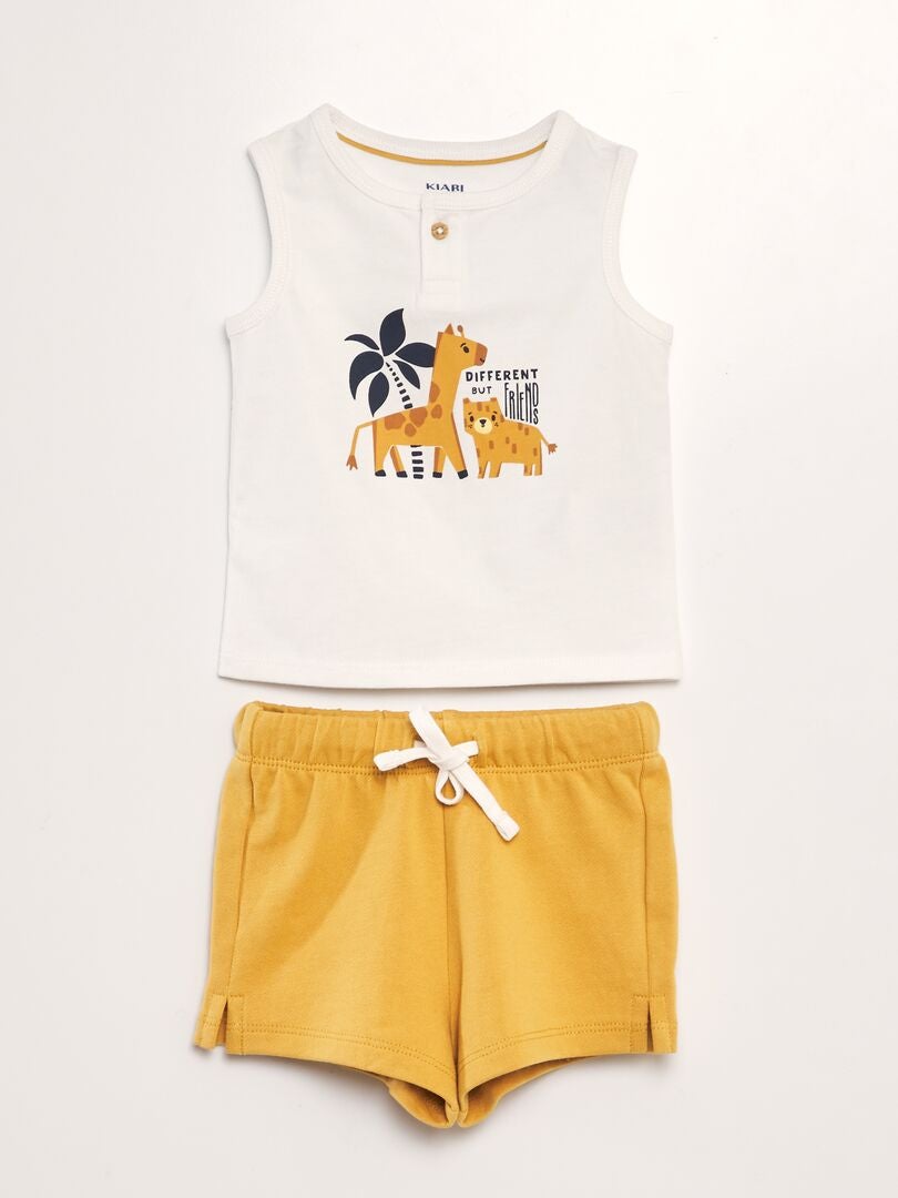 Conjunto de camiseta + short - 2 piezas BLANCO - Kiabi