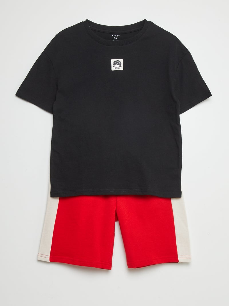 Conjunto de camiseta + short - 2 piezas NEGRO - Kiabi