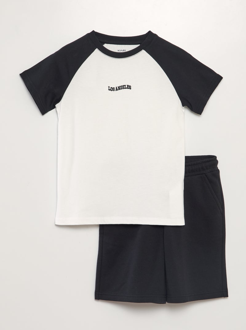 Conjunto de camiseta + short - 2 piezas NEGRO - Kiabi