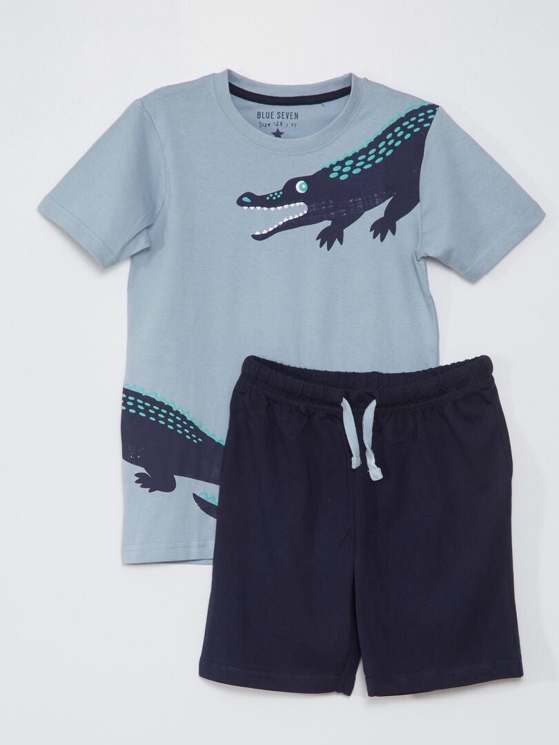 Conjunto de camiseta + short 'cocodrilo' azul - Kiabi