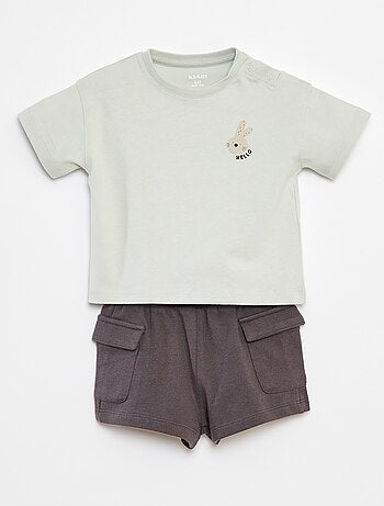 Conjunto de camiseta + short con bolsillos - 2 piezas