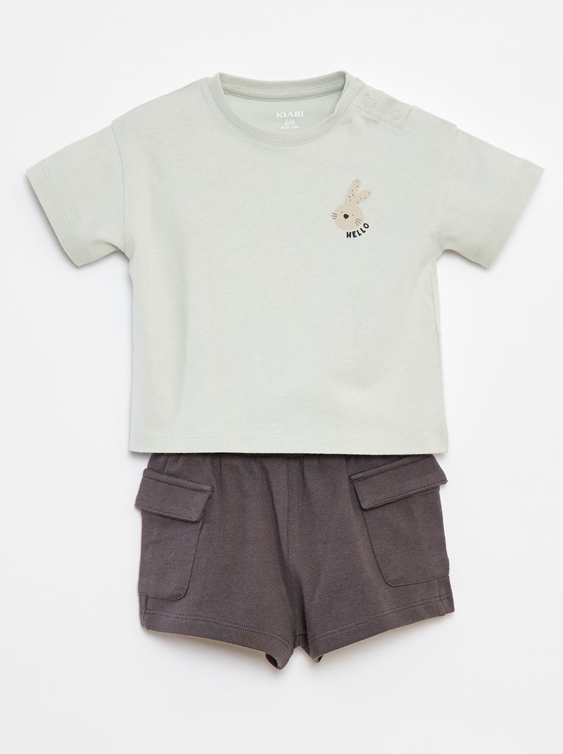 Conjunto de camiseta + short con bolsillos - 2 piezas Azul - Kiabi