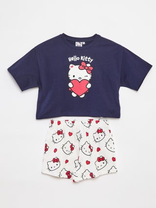 Conjunto de camiseta + short de pijama 'Hello Kitty' - 2 piezas