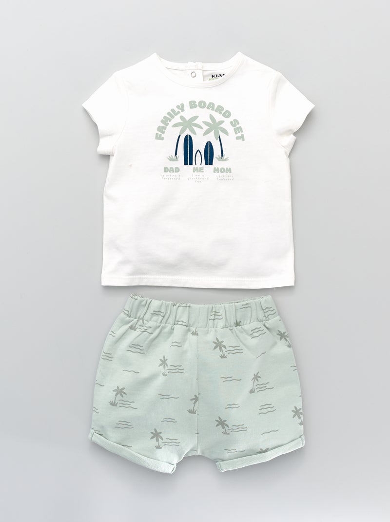 Conjunto de camiseta + short fantasía VERDE - Kiabi