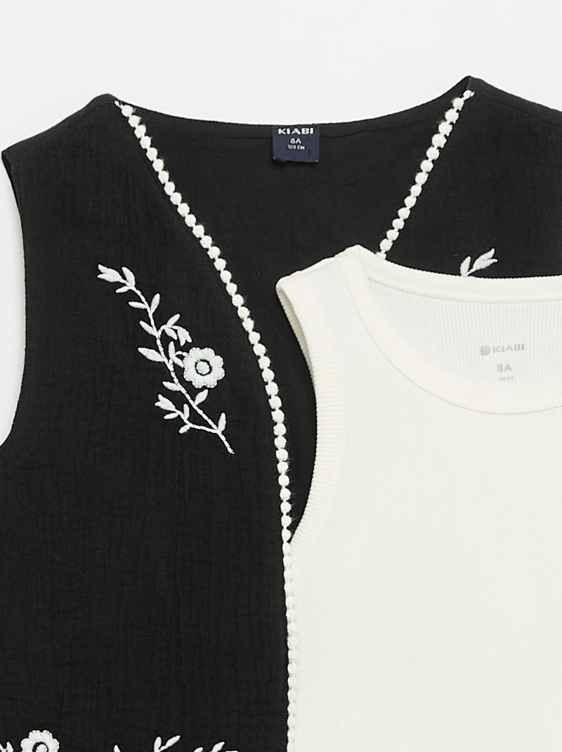 Conjunto de camiseta sin mangas + chaleco Negro - Kiabi