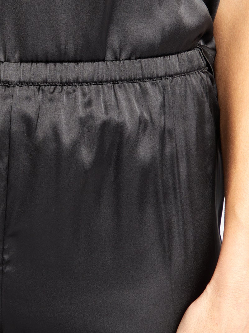 Conjunto de camiseta sin mangas + Pantalón corto de raso - 2 piezas negro - Kiabi