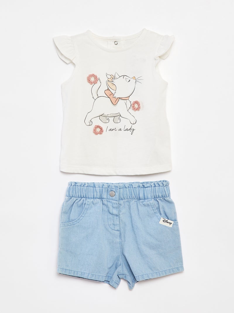 Conjunto de camiseta sin mangas + pantalón corto estampado 'Marie' BLANCO - Kiabi