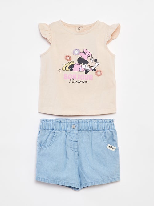 Conjunto de camiseta sin mangas + pantalón corto estampado 'Minnie' - Kiabi