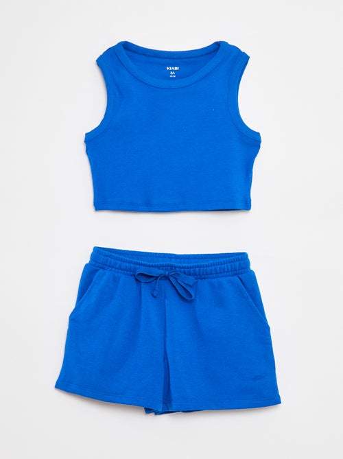 Conjunto de camiseta sin mangas + pantalón corto liso  - 2 piezas - Kiabi