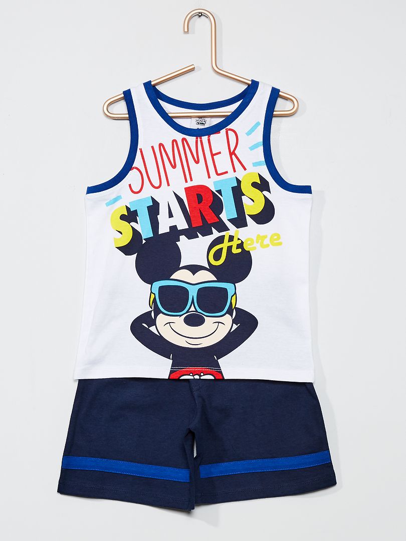Conjunto de camiseta sin mangas + pantalón corto 'Mickey' blanco/azul - Kiabi