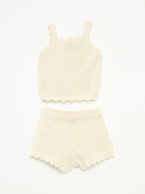 Conjunto de camiseta sin mangas + short de croché - 2 piezas - Kiabi