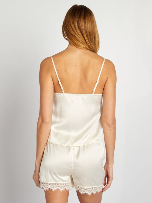 Conjunto de camiseta sin mangas + short de raso - 2 piezas - Kiabi Conjunto de camiseta sin mangas + short de raso - 2 piezas - Kiabi