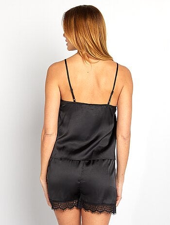 Conjunto de camiseta sin mangas + short de raso - 2 piezas
