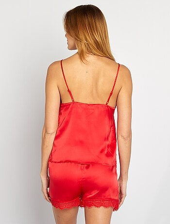 Conjunto de camiseta sin mangas + short de raso - 2 piezas