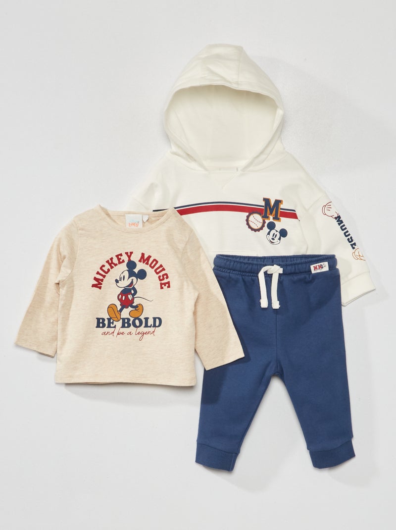 Conjunto de camiseta + sudadera con capucha + pantalón 'Mickey'  - 3 piezas BLANCO - Kiabi