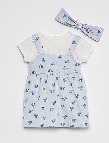 Conjunto de camiseta + vestido + cinta - 3 piezas