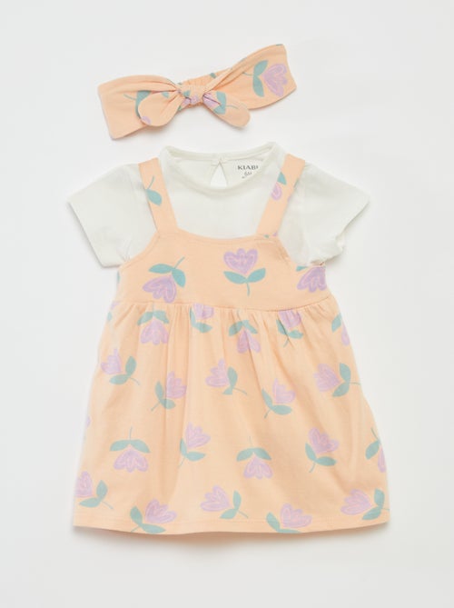 Conjunto de camiseta + vestido + cinta - 3 piezas - Kiabi