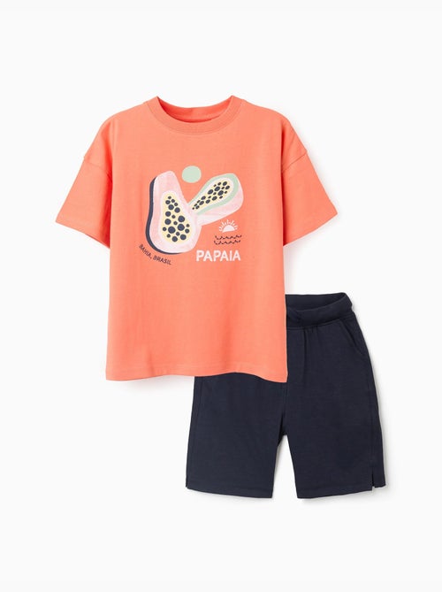 Conjunto de camiseta y bermudas con estampado - Kiabi