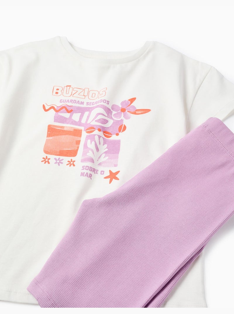 Conjunto de camiseta y mallas cortas de algodón Blanco - Kiabi