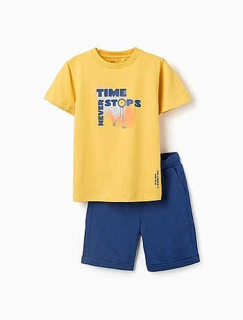 Conjunto de camiseta y pantalón corto de algodón con estampado