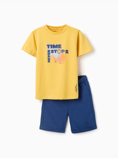 Conjunto de camiseta y pantalón corto de algodón con estampado - Kiabi