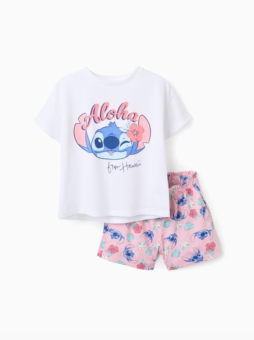 Conjunto de camiseta y pantalón corto de algodón con estampado de Stitch - Kiabi