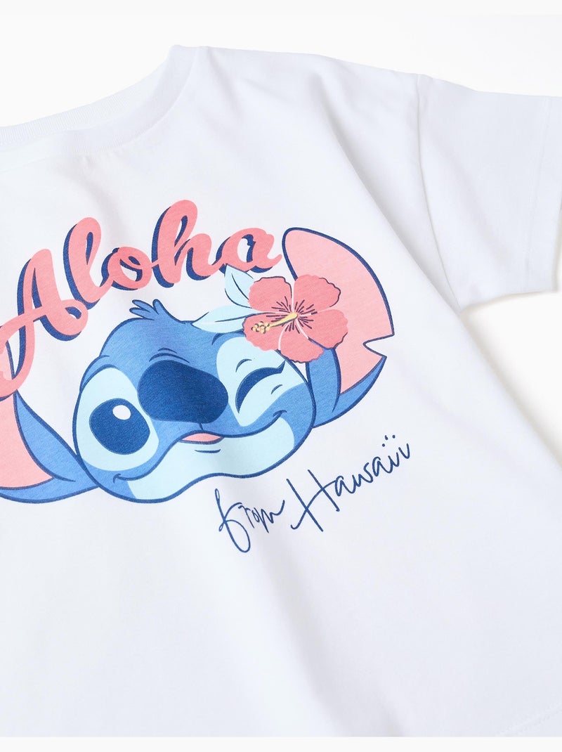 Conjunto de camiseta y pantalón corto de algodón con estampado de Stitch Rosa claro - Kiabi
