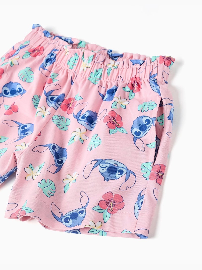 Conjunto de camiseta y pantalón corto de algodón con estampado de Stitch Rosa claro - Kiabi