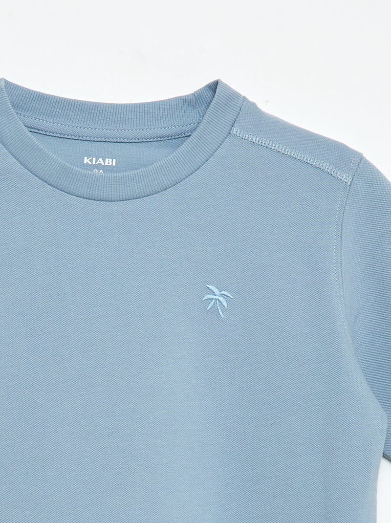 Conjunto de camiseta y pantalón corto de piqué de algodón Azul - Kiabi