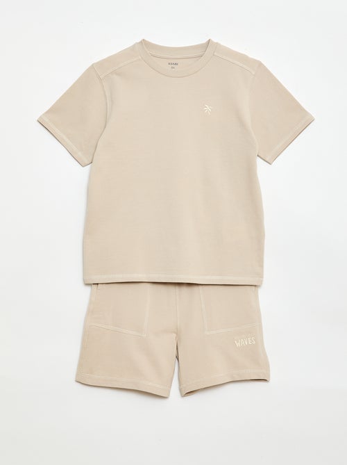 Conjunto de camiseta y pantalón corto de piqué de algodón - Kiabi