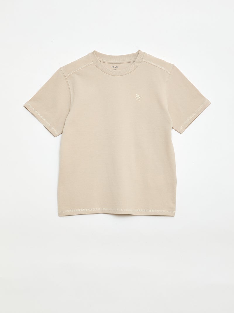 Conjunto de camiseta y pantalón corto de piqué de algodón Beige - Kiabi