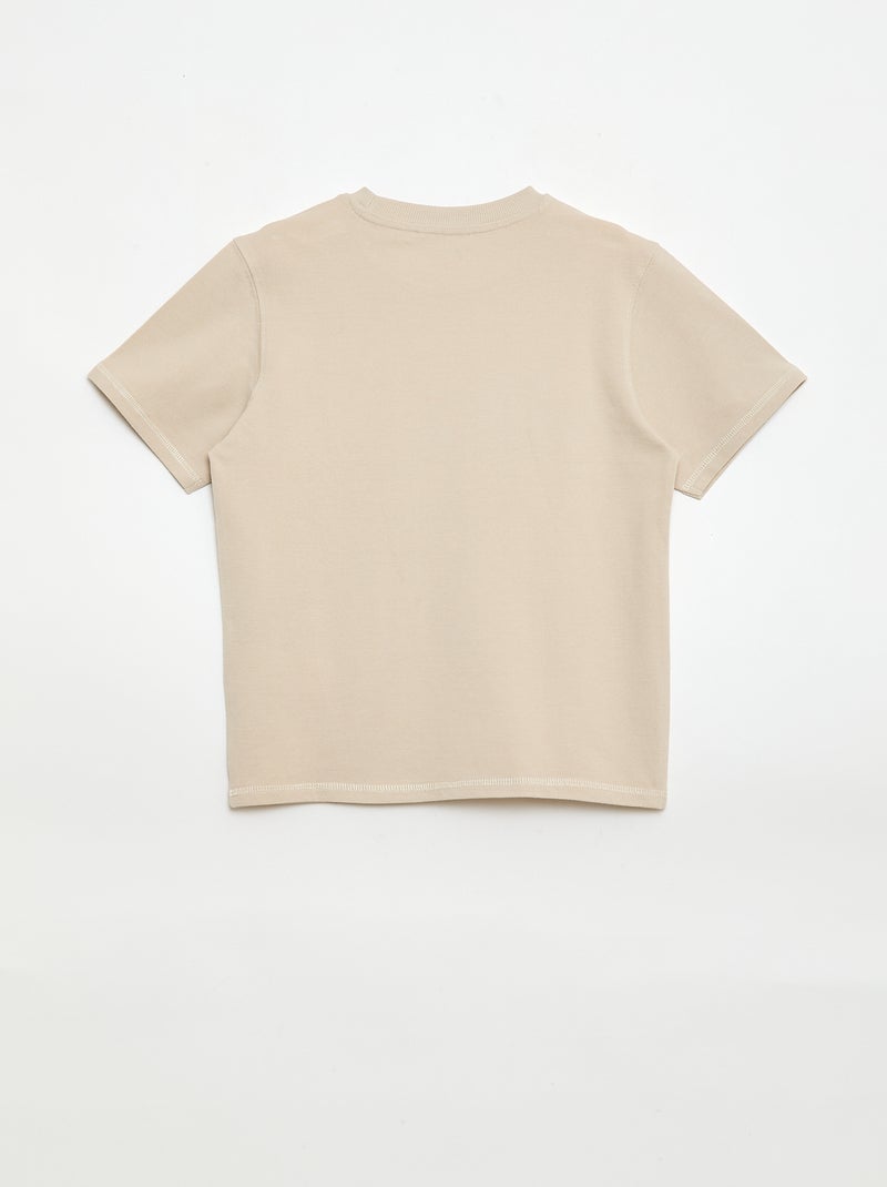 Conjunto de camiseta y pantalón corto de piqué de algodón Beige - Kiabi