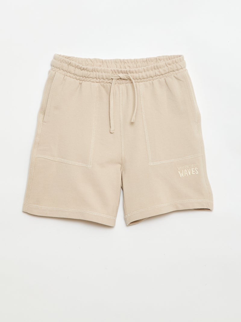 Conjunto de camiseta y pantalón corto de piqué de algodón Beige - Kiabi