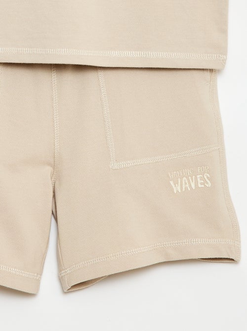 Conjunto de camiseta y pantalón corto de piqué de algodón - Kiabi